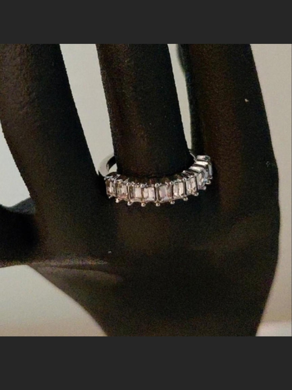 Source Unknown Clear Crystal Baguette Eternity Ring - Silver